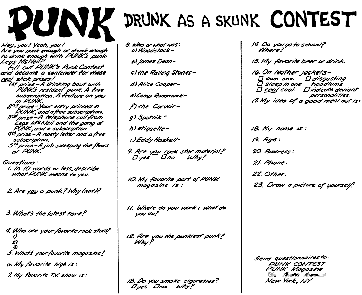 PUNK Drunk as a Skunk Contest